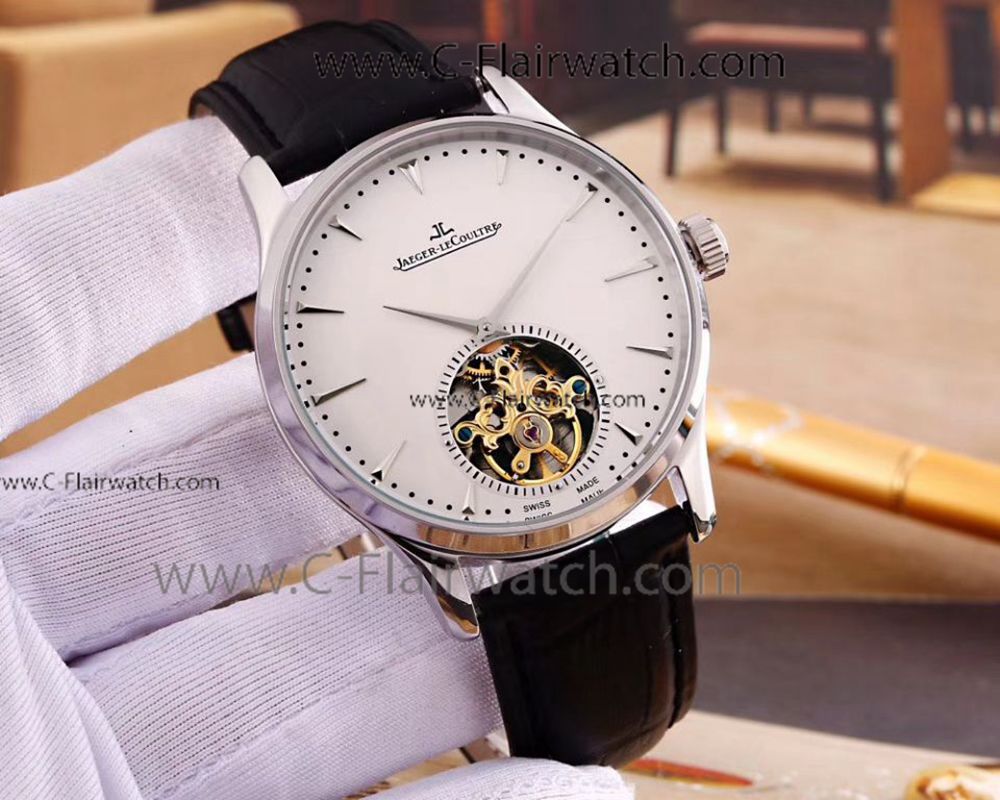 White Dial Jaeger-LeCoultre Flying Tourbillon Watch / Copy